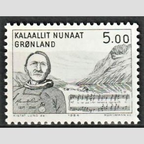 FRIM�RKER GR�NLAND | 1984 - AFA 153 - Kunsteren Henrik Lund - 5,00 kr. sortgr�n - Postfrisk