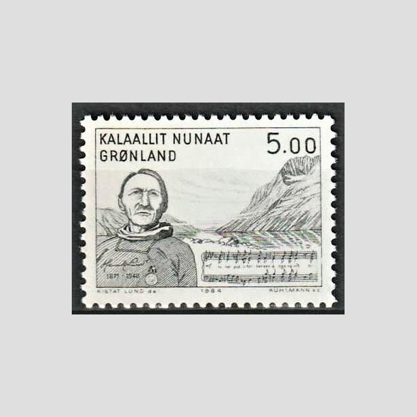 FRIMRKER GRNLAND | 1984 - AFA 153 - Kunsteren Henrik Lund - 5,00 kr. sortgrn - Postfrisk