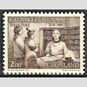 FRIM�RKER GR�NLAND | 1980 - AFA 123 - Gr�nlandske biblioteksv�sen - 2,00 kr. sepia - Postfrisk