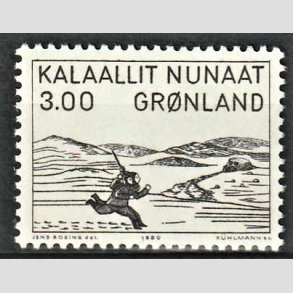 FRIM�RKER GR�NLAND | 1980 - AFA 124 - Tr�snit - 3,00 kr. sort - Postfrisk