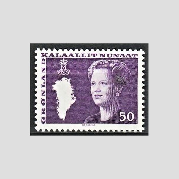 FRIMRKER GRNLAND | 1981 - AFA 126 - Dronning Margrethe - 50 re violet - Postfrisk