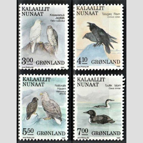 FRIMRKER GRNLAND | 1988 - AFA 184-181 - Fugle II. - 3,00 - 7,00 kr. i st - Postfrisk