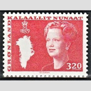FRIM�RKER GR�NLAND | 1989 - AFA 189 - Dronning Margrethe. - 3,20 kr. r�d - Postfrisk