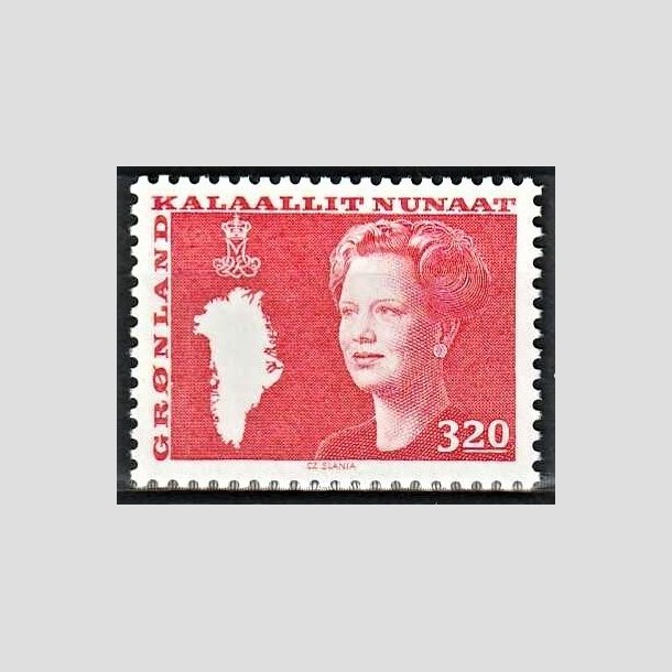 FRIMRKER GRNLAND | 1989 - AFA 189 - Dronning Margrethe. - 3,20 kr. rd - Postfrisk