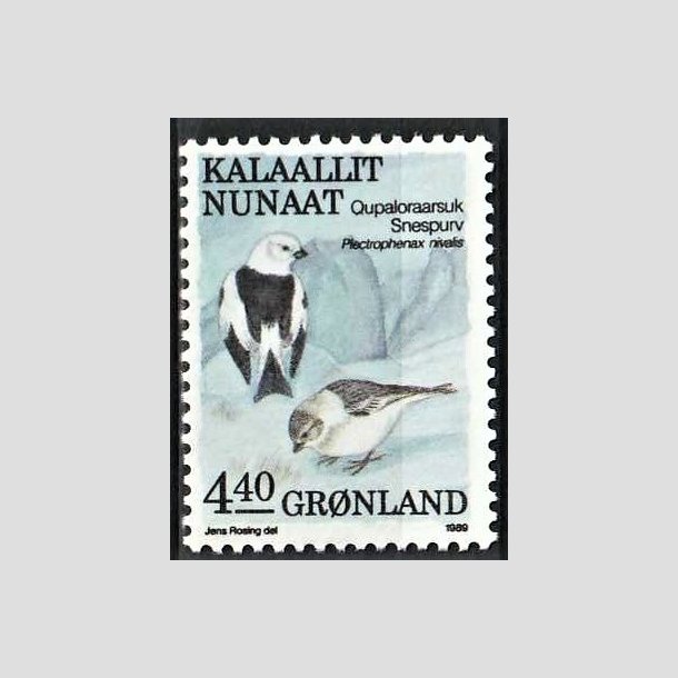 FRIMRKER GRNLAND | 1989 - AFA 192 - Fugle III. - 4,40 kr. flerfarvet - Postfrisk