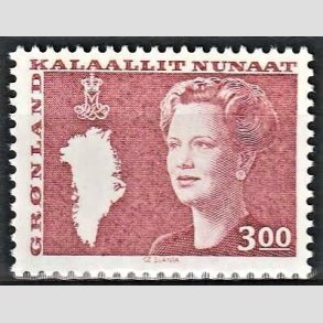 FRIM�RKER GR�NLAND | 1988 - AFA 179 - Dronning Margrethe. - 3,00 kr. r�d - Postfrisk