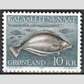 FRIM�RKER GR�NLAND | 1985 - AFA 162 - Hellefisk - 10 kr. bl�/brun - Postfrisk