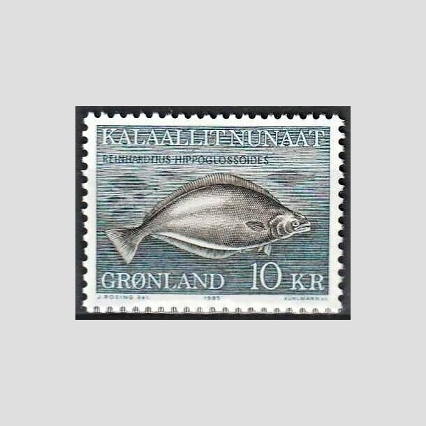 FRIMRKER GRNLAND | 1985 - AFA 162 - Hellefisk - 10 kr. bl/brun - Postfrisk