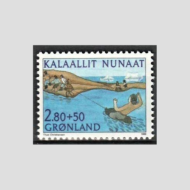 FRIMRKER GRNLAND | 1986 - AFA 164 - Saqqaq Idrt - 2,80 kr. + 50 re flerfarvet - Postfrisk