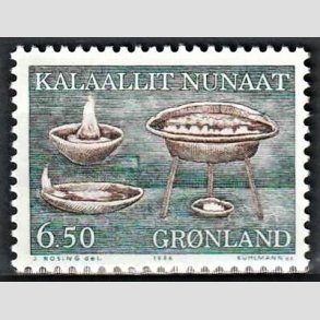 FRIM�RKER GR�NLAND | 1986 - AFA 166 - Brugskunst - 6,50 kr. brun/gr�n - Postfrisk