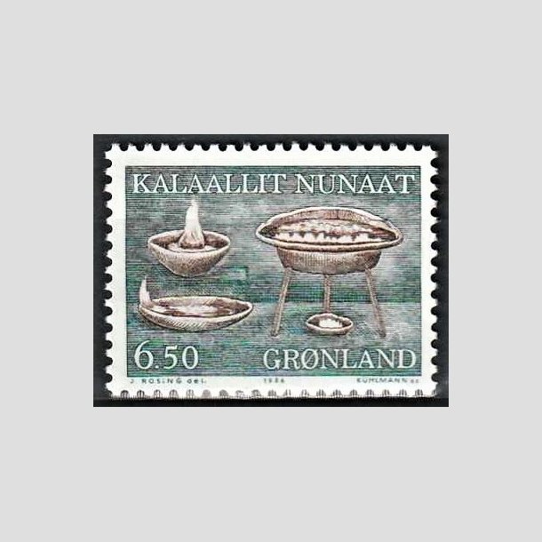 FRIMRKER GRNLAND | 1986 - AFA 166 - Brugskunst - 6,50 kr. brun/grn - Postfrisk