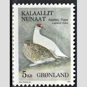 FRIM�RKER GR�NLAND | 1987 - AFA 176 - Fugle I. - 5,00 kr. flerfarvet - Postfrisk