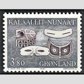 FRIM�RKER GR�NLAND | 1987 - AFA 175 - Etnografi - 3,80 kr. bl�/m�rkbrun - Postfrisk