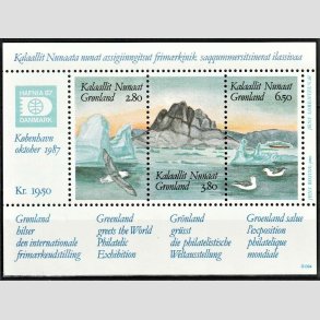 FRIM�RKER GR�NLAND | 1987 - AFA 169-71 - Hafnia 87 - Miniark flerfarvet - Postfrisk