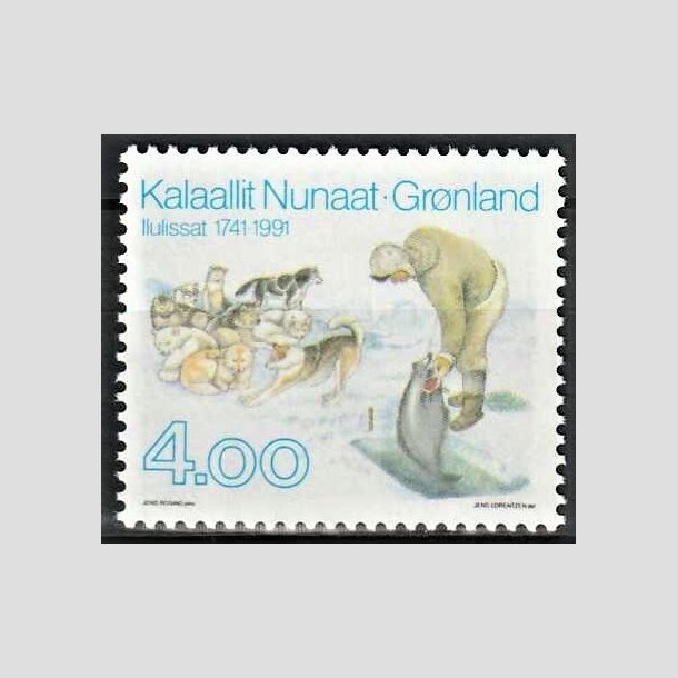 FRIMRKER GRNLAND | 1991 - AFA 220 - Jakobshavn 250 r. - 4,00 kr. flerfarvet - Postfrisk