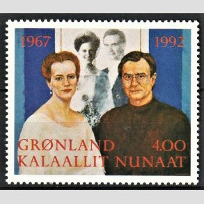 FRIM�RKER GR�NLAND | 1992 - AFA 227 - S�lvbryllup - 4,00 kr. flerfarvet - Postfrisk