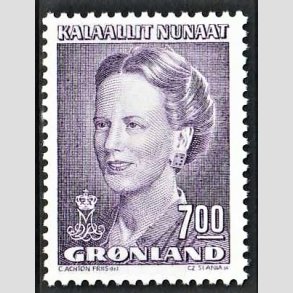 FRIM�RKER GR�NLAND | 1994 - AFA 246 - Dronning Margrethe - 7,00 kr. lilla - Postfrisk