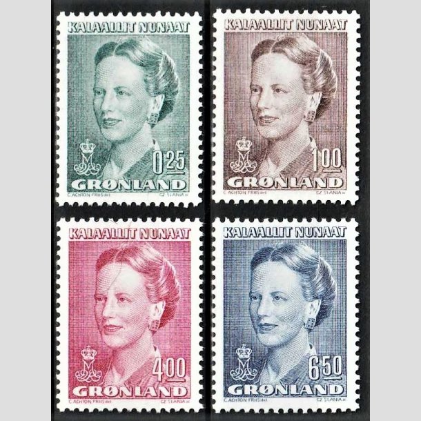 FRIMRKER GRNLAND | 1990 - AFA 201-04 - Dronning Margrethe - 0,50 - 6,50 kr. i st - Postfrisk