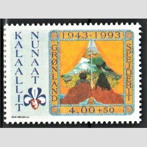 FRIM�RKER GR�NLAND | 1993 - AFA 238 - Gr�nlands spejderkorps 50 �r. - 4,00 kr. + 50 �re flerfarvet - Postfrisk