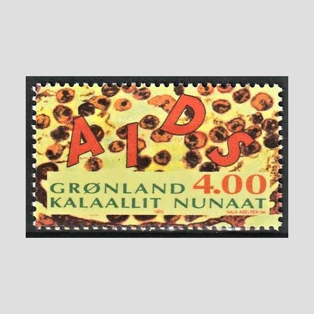 FRIMRKER GRNLAND | 1993 - AFA 240 - Propaganda mod AIDS. - 4,00 kr. flerfarvet - Postfrisk