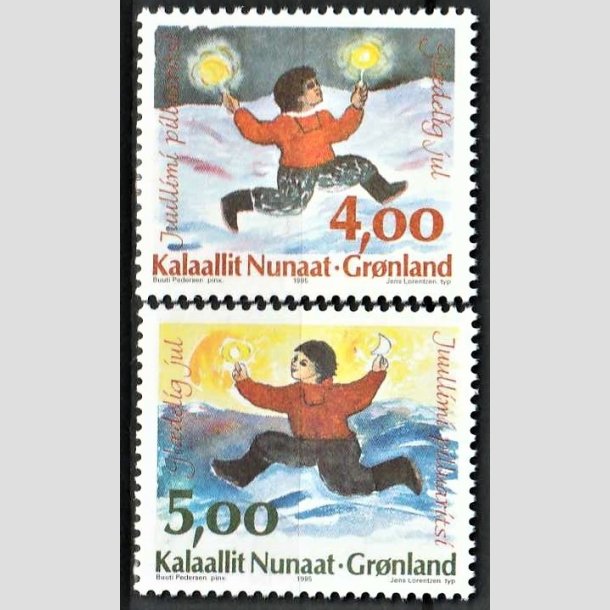 FRIMRKER GRNLAND | 1995 - AFA 281,282 - Julefrimrker. - 4,00 + 5,00 kr. flerfarvet - Postfrisk