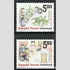 FRIM�RKER GR�NLAND | 2004 - AFA 437,438 - Julefrim�rker - 5,00 + 5,50 kr. flerfarvet - Postfrisk