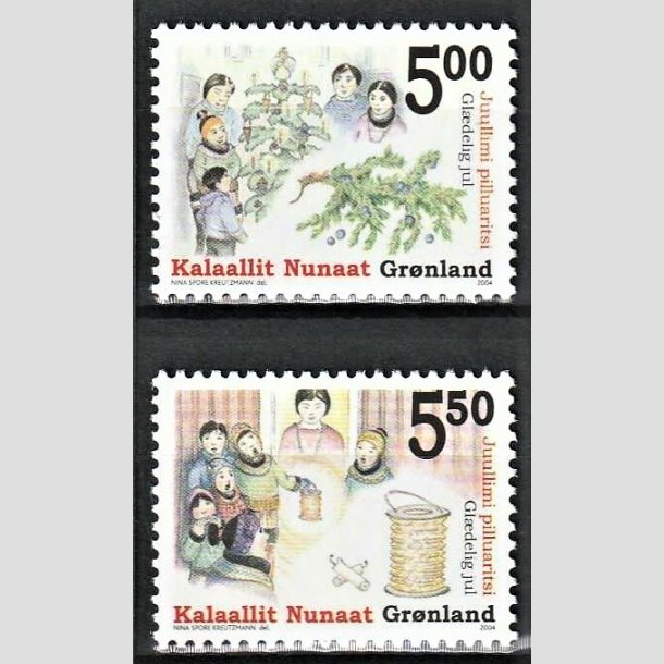 FRIMRKER GRNLAND | 2004 - AFA 437,438 - Julefrimrker - 5,00 + 5,50 kr. flerfarvet - Postfrisk