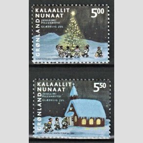 FRIM�RKER GR�NLAND | 2003 - AFA 412,413 - Jul - 5,00 + 5,50 kr. flerfarvet - Postfrisk