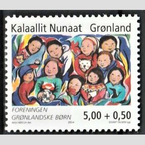 FRIM�RKER GR�NLAND | 2004 - AFA 428 - Gr�nlandske b�rn - 5,00 + 0,50 kr. flerfarvet - Postfrisk