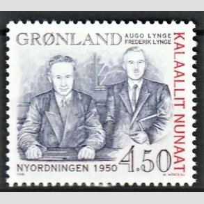 FRIM�RKER GR�NLAND | 1998 - AFA 326 - Nyordningen 1950. - 4,50 kr. gr�bl�/r�d - Postfrisk