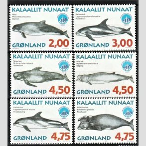 FRIM�RKER GR�NLAND | 1998 - AFA 319-24 - Gr�nlandske hvaler III. - 2,00 - 4,75 kr. flerfarvet i s�t - Postfrisk