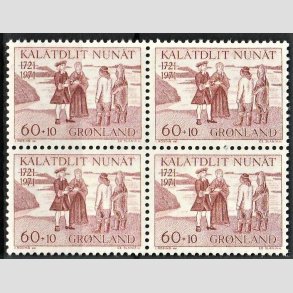 FRIM�RKER GR�NLAND | 1971 - AFA 78 - Den gr�nlanske Kirkesag - 60 + 10 �re brunr�d i 4-blok - Postfrisk