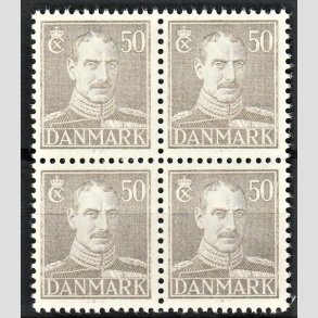 FRIMRKER DANMARK | 1945 - AFA 289 - Chr. X, Ny tegning - 50 re gr i 4-blok - Postfrisk