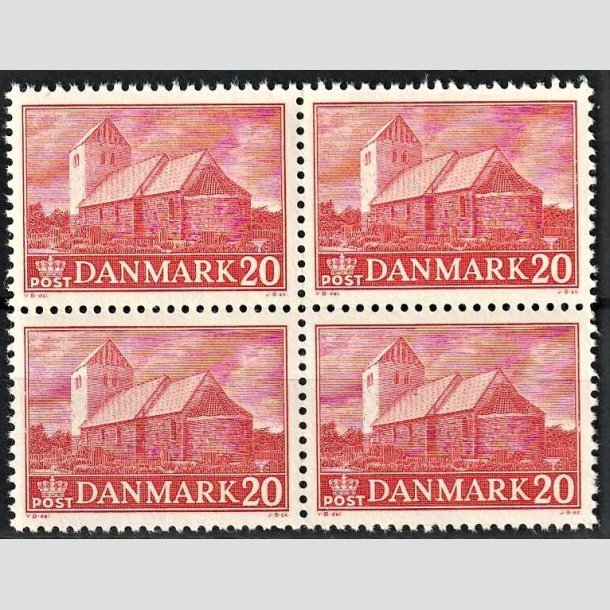 FRIMRKER DANMARK | 1944 - AFA 287 - Landsbykirker - 20 re rd i 4-blok - Postfrisk