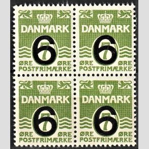 FRIMRKER DANMARK | 1940 - AFA 261 - Provisorier - 6/7 re grn i 4-blok - Postfrisk