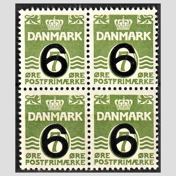 FRIMRKER DANMARK | 1940 - AFA 261 - Provisorier - 6/7 re grn i 4-blok - Postfrisk