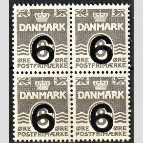 FRIMRKER DANMARK | 1940 - AFA 262 - Provisorier - 6/8 re gr (201a) i 4-blok - Postfrisk