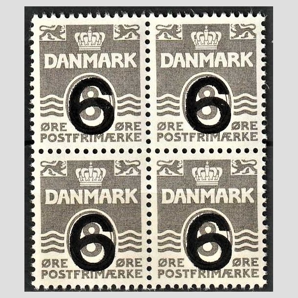 FRIMRKER DANMARK | 1940 - AFA 262 - Provisorier - 6/8 re gr (201a) i 4-blok - Postfrisk