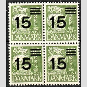 FRIMRKER DANMARK | 1940 - AFA 263 - Provisorier - 15/40 re grn type I (208) i 4-blok - Postfrisk