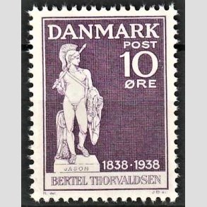 FRIMRKER DANMARK | 1938 - AFA 250 - Bertel Thorvaldsen - 10 re violet - Postfrisk