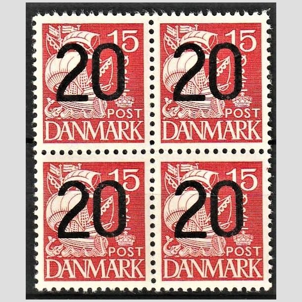 FRIMRKER DANMARK | 1940 - AFA 264 - Provisorier - 20/15 re rd type II (203a) i 4-blok - Postfrisk