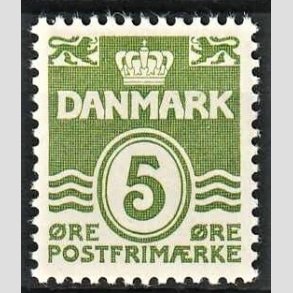 FRIMRKER DANMARK | 1937-40 - AFA 199a - Blgelinie - 5 re grn type II - Postfrisk