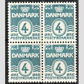 FRIMRKER DANMARK | 1937-40 - AFA 198a - Blgelinie - 4 re bl type II i 4-blok - Postfrisk