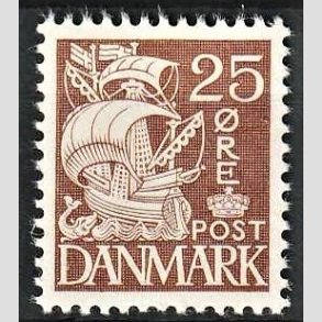 FRIMRKER DANMARK | 1937-40 - AFA 214a - Karavel 25 re brun Type II - Postfrisk