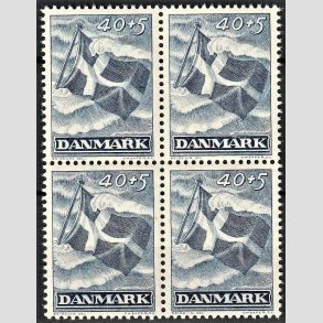 FRIMRKER DANMARK | 1947 - AFA 301 - Modstandsbevgelsen - 40 + 5 re bl i 4-blok - Postfrisk