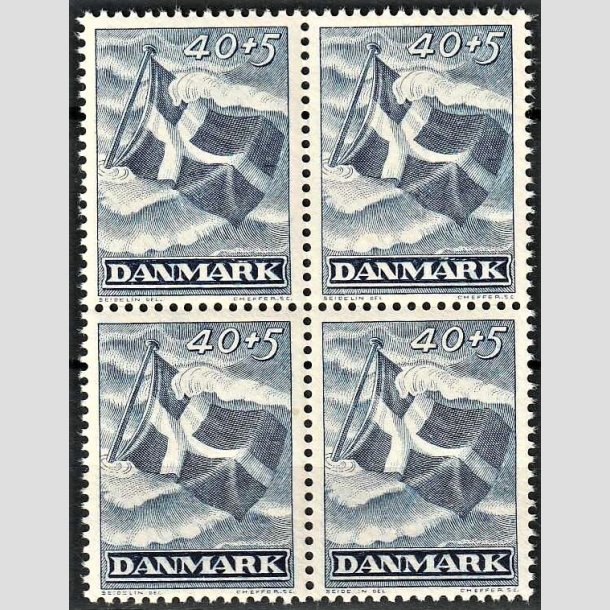 FRIMRKER DANMARK | 1947 - AFA 301 - Modstandsbevgelsen - 40 + 5 re bl i 4-blok - Postfrisk