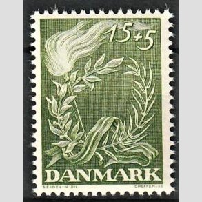 FRIMRKER DANMARK | 1947 - AFA 299 - Modstandsbevgelsen - 15 + 5 re grn - Postfrisk