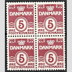 FRIMRKER DANMARK | 1938 - AFA 246 - Blgelinie - 5 re vinrd i 4-blok - Postfrisk