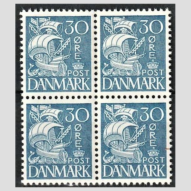 FRIMRKER DANMARK | 1934 - AFA 215 - Karavel - 30 re bl Type I i 4-blok - Postfrisk