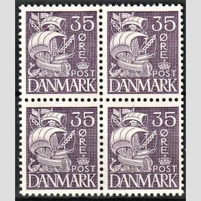 FRIMRKER DANMARK | 1933 - AFA 207 - Karavel - 35 re violet Type I i 4-blok - Postfrisk